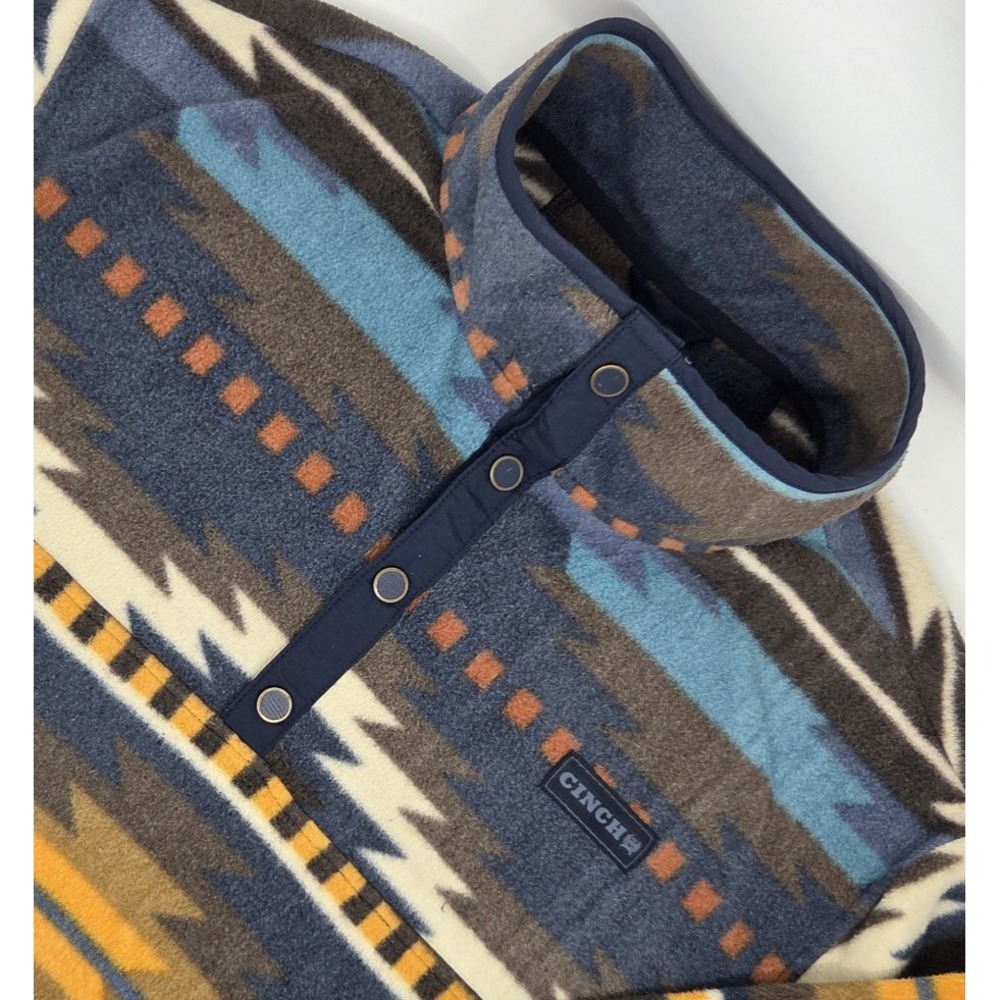 Cinch 1/4 Snap Aztec Polar Fleece Pullover Men's Small Multicolor Southwestern